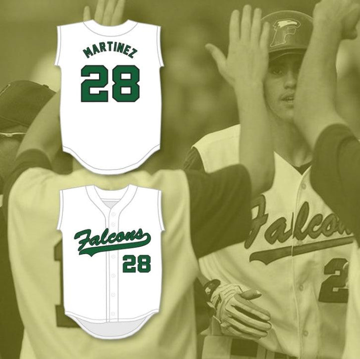 Custom Any Name Number JD MARTINEZ 28 CHARLES W. FLANAGAN HIGH SCHOOL FALCONS WHITE BASEBALL JERSEY 1 Top Stitched S-6XL