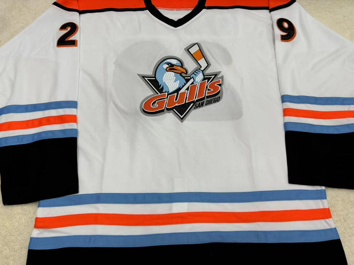Custom Any Name Number SANDRO SBROCCA 29 SAN DIEGO GULLS WHITE HOCKEY JERSEY Top Stitched S-6XL