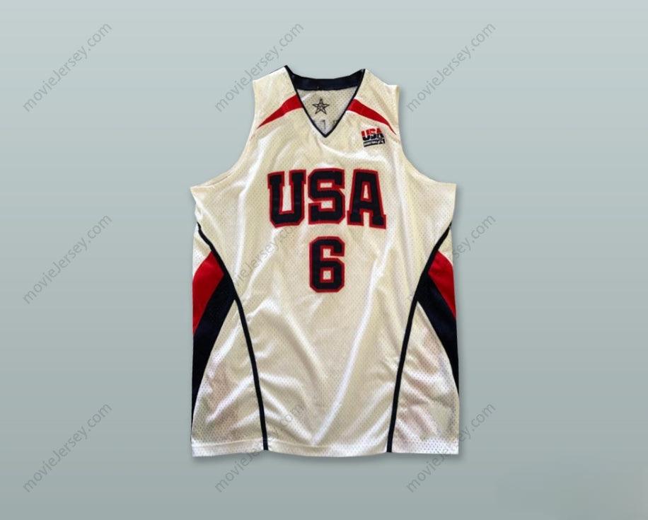 CUSTOM ANY Name Number LEBRON JAMES 6 USA WHITE BASKETBALL JERSEY Top Stitched S-6XL