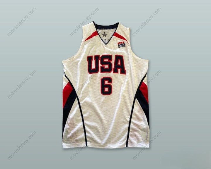 CUSTOM ANY Name Number LEBRON JAMES 6 USA WHITE BASKETBALL JERSEY Top Stitched S-6XL