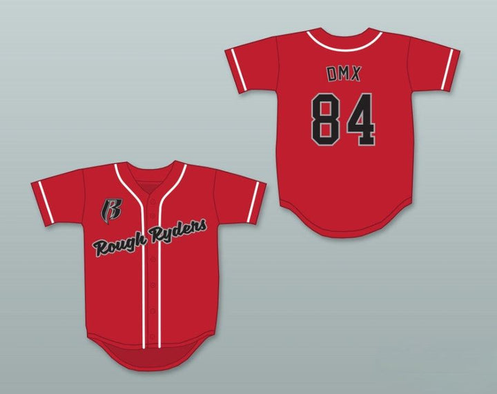 Custom Any Name Number DMX 84 ROUGH RYDERS RED BASEBALL JERSEY Top Stitched S-6XL