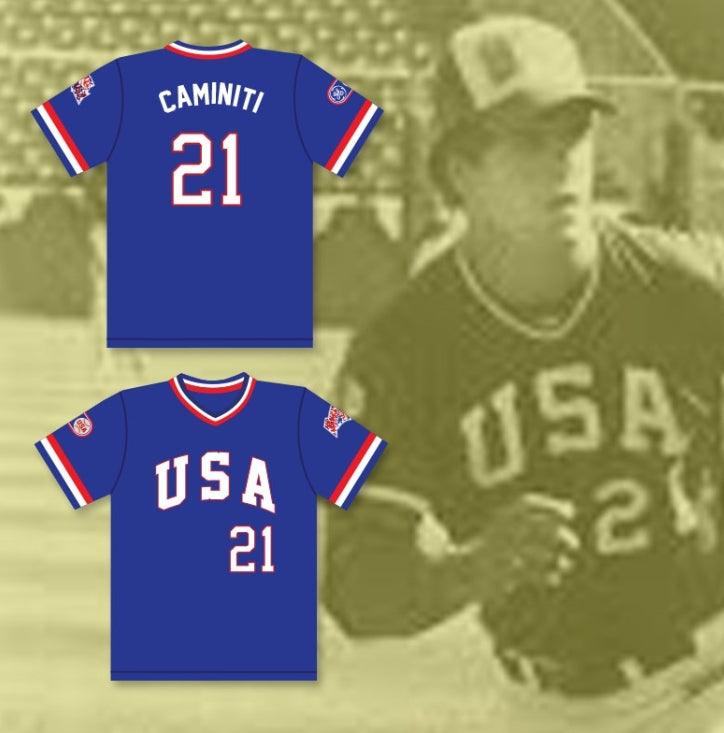 Custom Any Name Number KEN CAMINITI 21 1984 USA TEAM BLUE BASEBALL JERSEY Top Stitched S-6XL