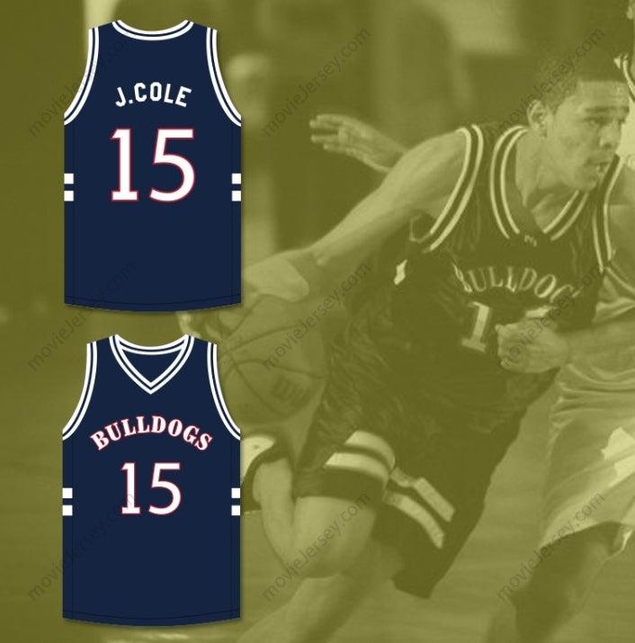 CUSTOM ANY Name Number J. COLE 15 BULLDOGS HIGH SCHOOL NAVY BLUE BASKETBALL JERSEY Top Stitched S-6XL