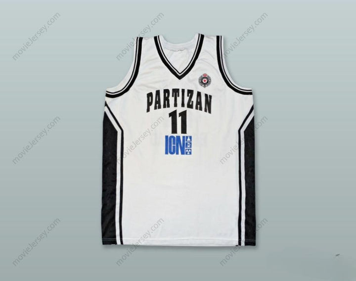 CUSTOM ANY Name Number PARTIZAN BELGRADE 11 WHITE BASKETBALL JERSEY Top Stitched S-6XL