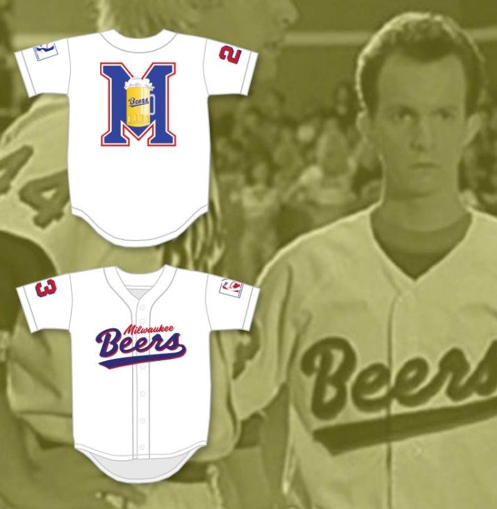 Custom Any Name Number KENNY SCOLARI 23  BEERS LOGO DELUXE BASEKETBALL WHITE BASEBALL JERSEY Top Stitched S-6XL