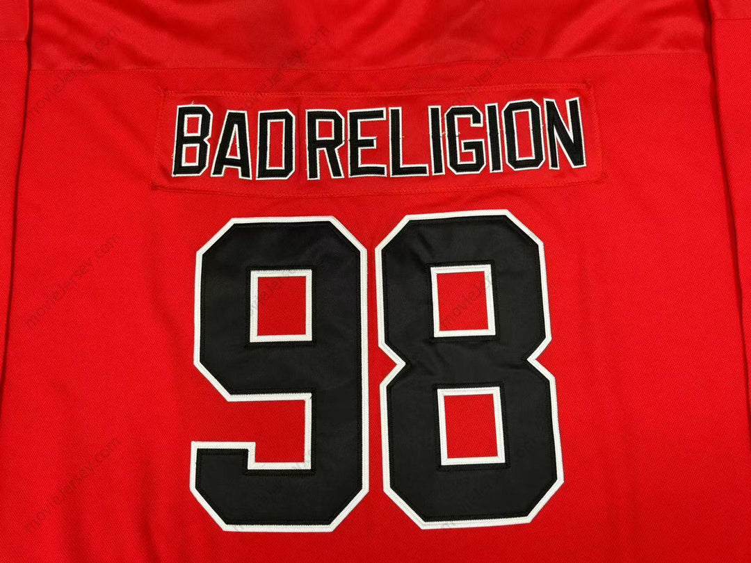 Custom Any Name Number BAD RELIGION 98 RED HOCKEY JERSEY Stitched Top Stitched S-6XL