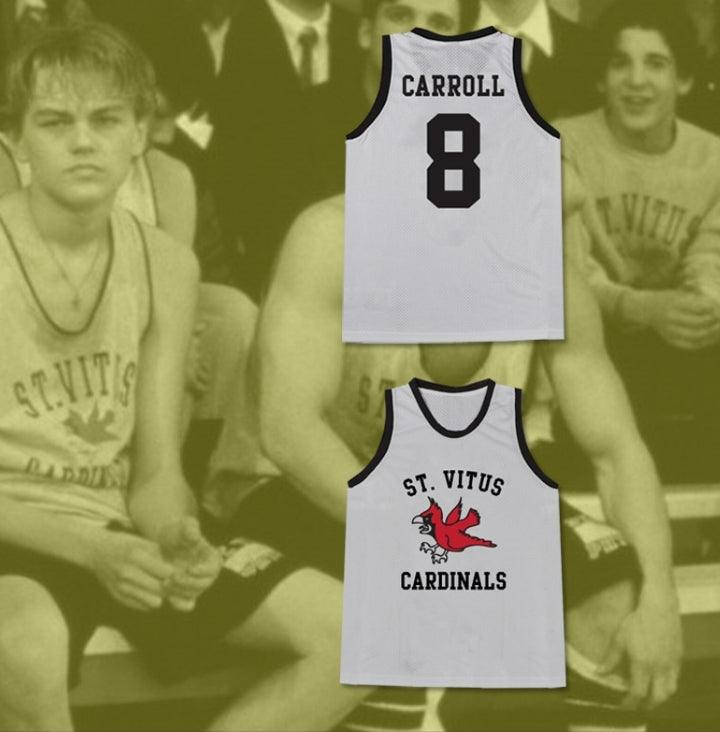 CUSTOM ANY Name Number LEONARDO DICAPRIO JIM CARROLL ST VITUS CARDINALS GREY BASKETBALL JERSEY FROM THE BASKETBALL DIARIES Top Stitched S-6XL