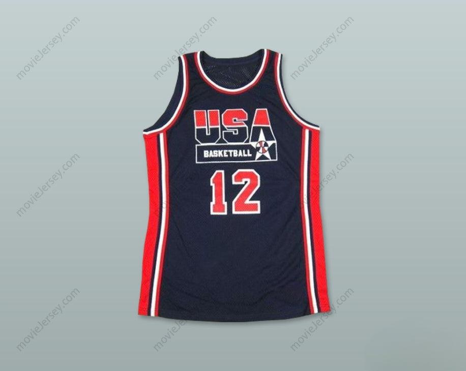 CUSTOM ANY Name Number 1992 JOHN STOCKTON 12 USA AWAY BASKETBALL JERSEY Top Stitched S-6XL