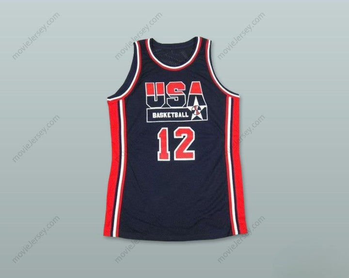 CUSTOM ANY Name Number 1992 JOHN STOCKTON 12 USA AWAY BASKETBALL JERSEY Top Stitched S-6XL