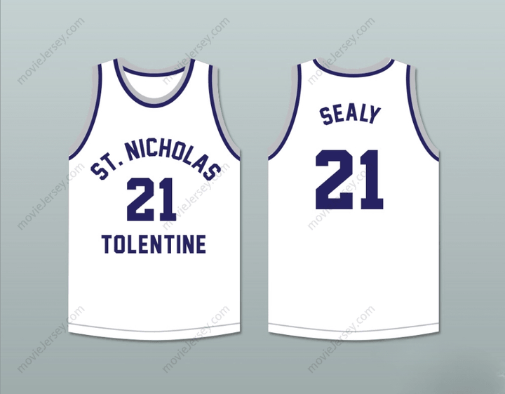 CUSTOM ANY Name Number MALIK SEALY 21 ST. NICHOLAS OF TOLENTINE HIGH SCHOOL WHITE BASKETBALL JERSEY Top Stitched S-6XL