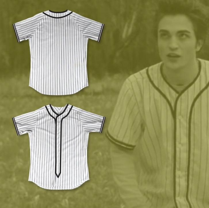 Custom Any Name Number TWILIGHT EDWARD CULLEN WHITE PINSTRIPED BASEBALL JERSEY Top Stitched S-6XL