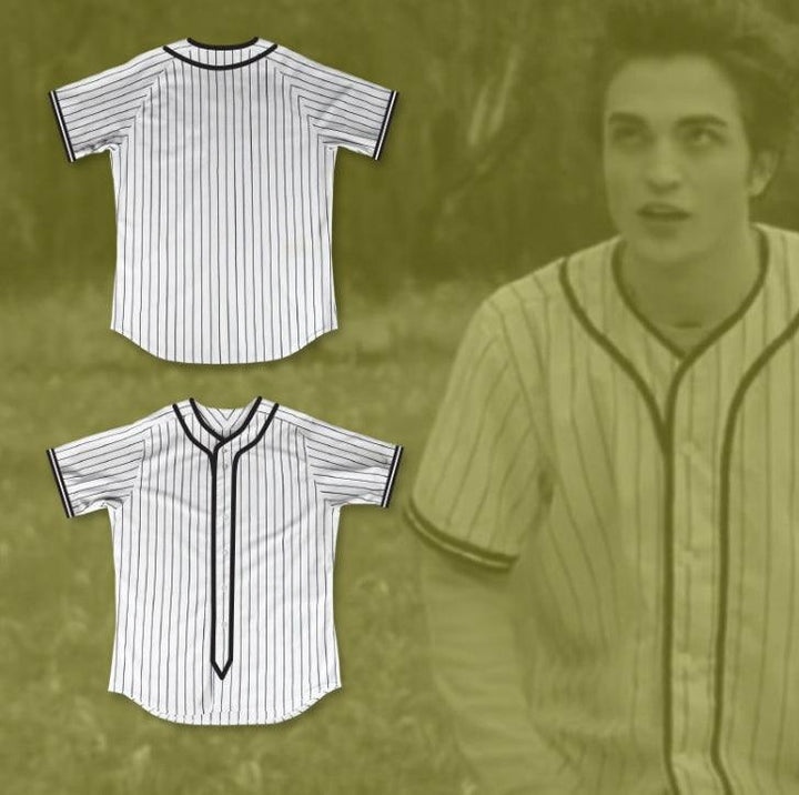 Custom Any Name Number TWILIGHT EDWARD CULLEN WHITE PINSTRIPED BASEBALL JERSEY Top Stitched S-6XL
