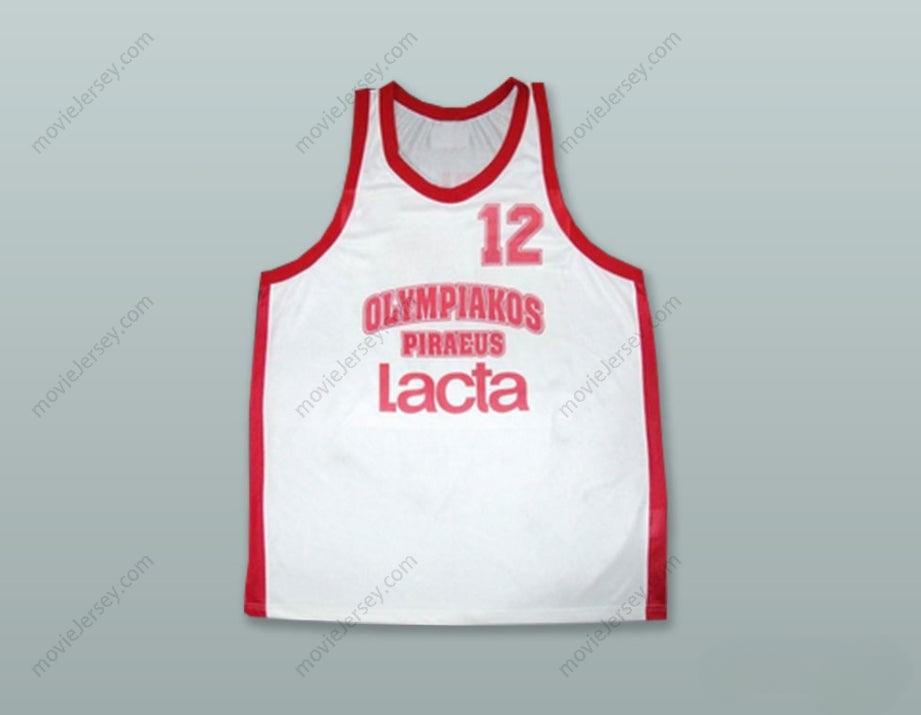 CUSTOM ANY Name Number DRAGAN TARLAC 12 OLYMPIACOS PIRAEUS BC WHITE BASKETBALL JERSEY Top Stitched S-6XL