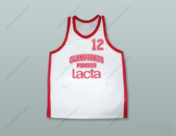 CUSTOM ANY Name Number DRAGAN TARLAC 12 OLYMPIACOS PIRAEUS BC WHITE BASKETBALL JERSEY Top Stitched S-6XL