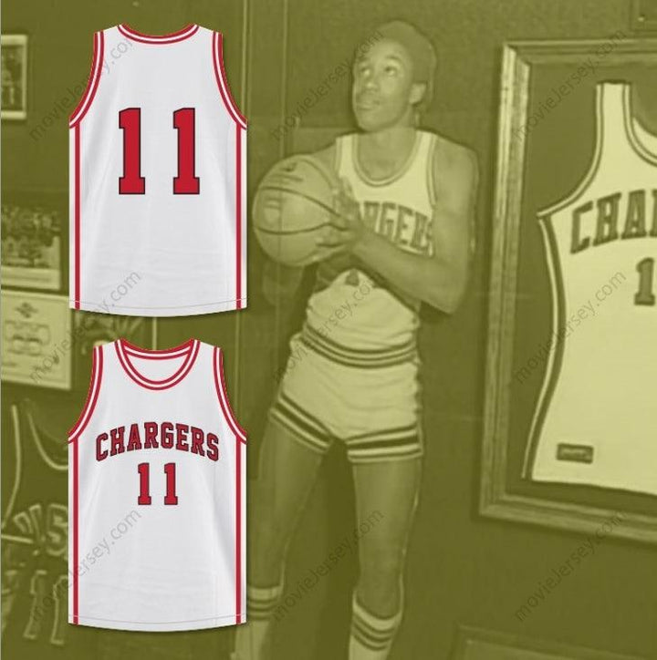 CUSTOM ANY Name Number ISIAH THOMAS 11 CHARGERS HIGH SCHOOL WHITE BASKETBALL JERSEY HOOP DREAMS Top Stitched S-6XL