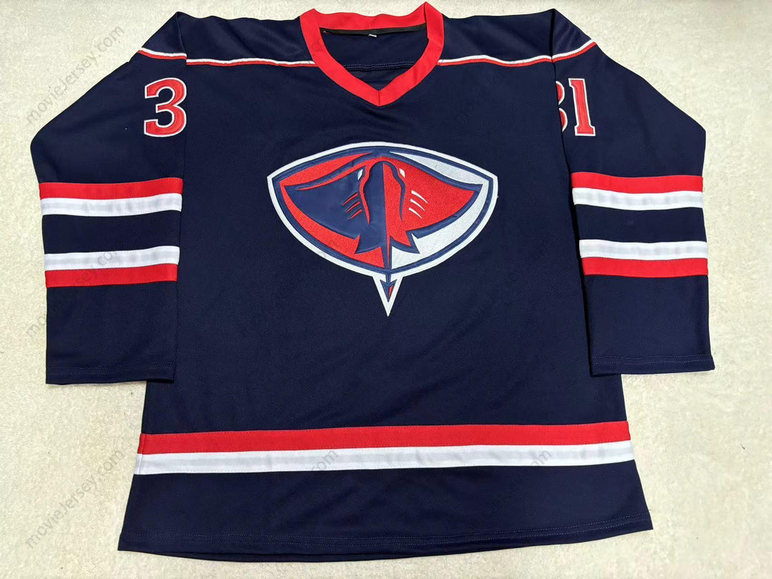 Custom Any Name Number SHANE CONNELLY 31 SOUTH CAROLINA STING RAYS NAVY BLUE HOCKEY JERSEY Top Stitched S-6XL
