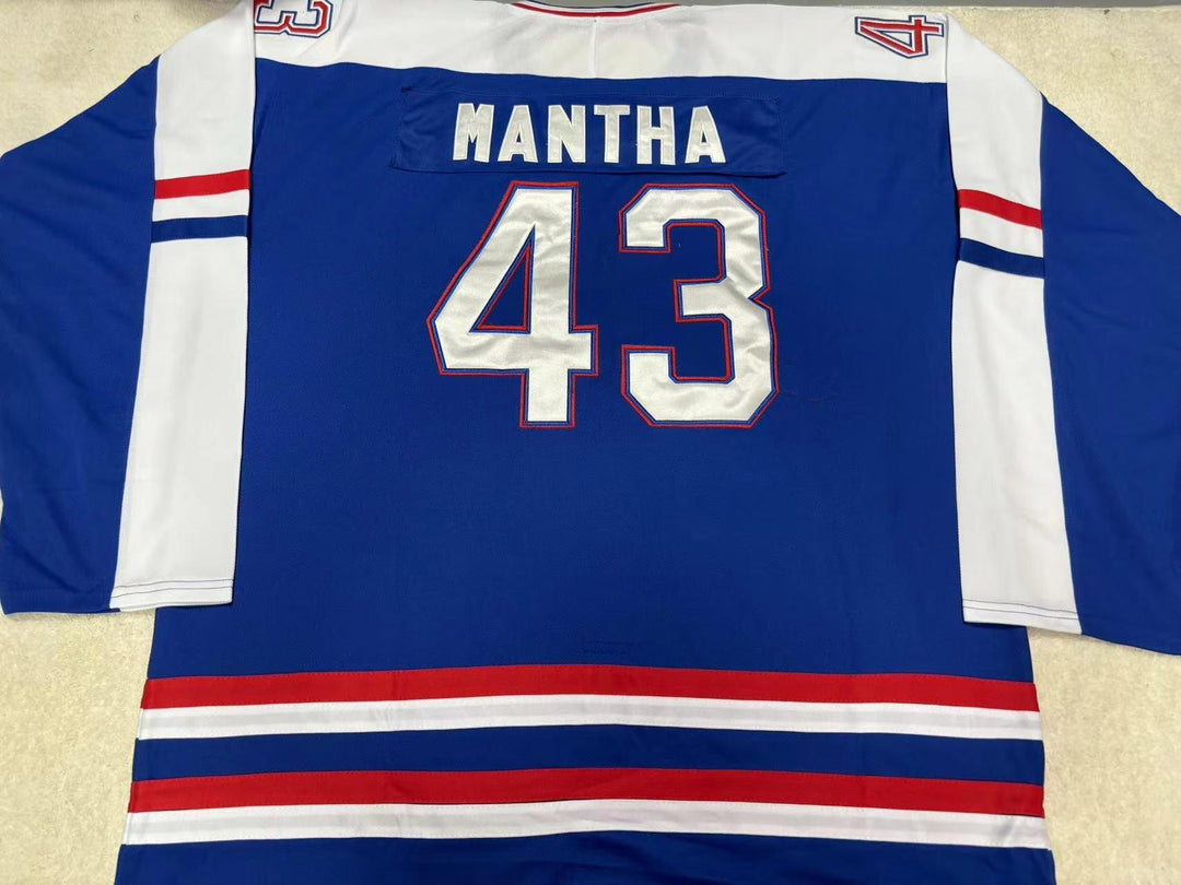 Custom Any Name Number MOE MANTHA 43 USA NATIONAL TEAM BLUE HOCKEY JERSEY Top Stitched S-6XL