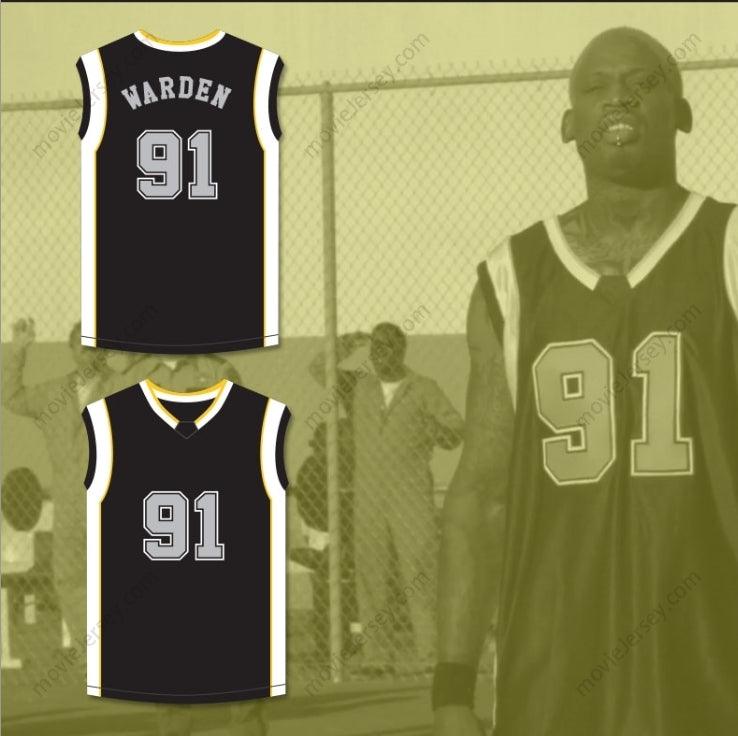 CUSTOM ANY Name Number DENNIS RODMAN WARDEN 91 BLACK BASKETBALL JERSEY THE COMEBACKS Top Stitched S-6XL