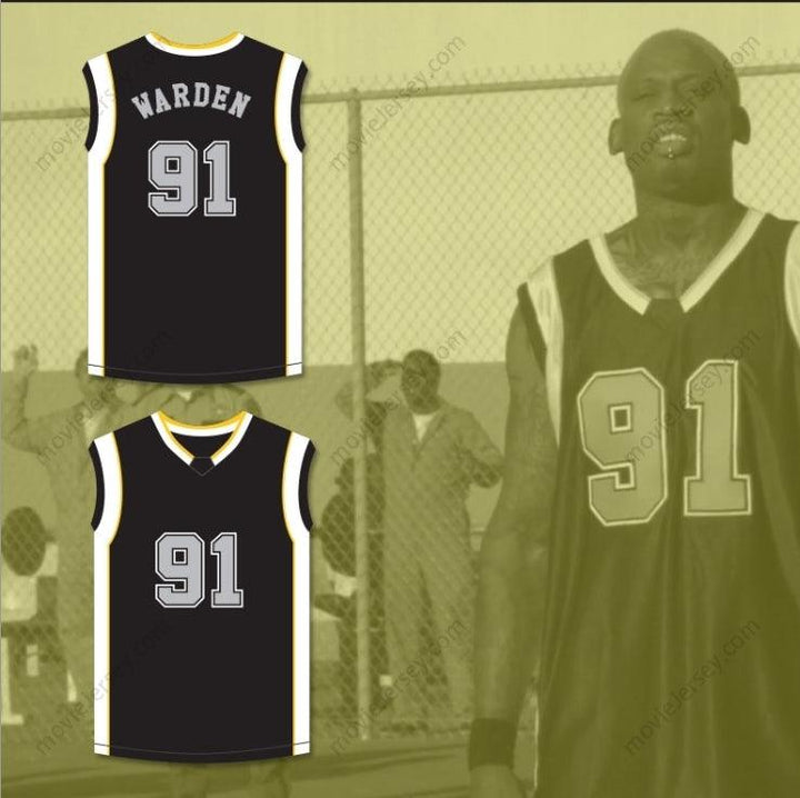 CUSTOM ANY Name Number DENNIS RODMAN WARDEN 91 BLACK BASKETBALL JERSEY THE COMEBACKS Top Stitched S-6XL