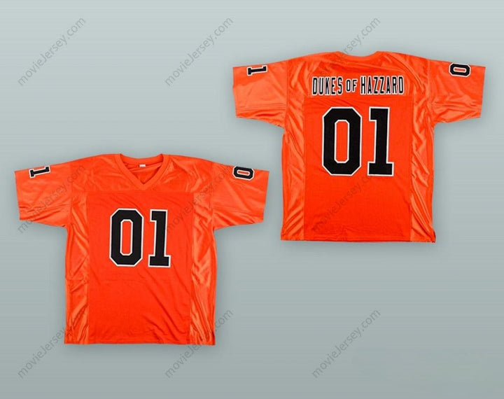 CUSTOM ANY Name Number DUKES OF HAZZARD 01 GENERAL LEE ORANGE FOOTBALL JERSEY Top Stitched S-6XL