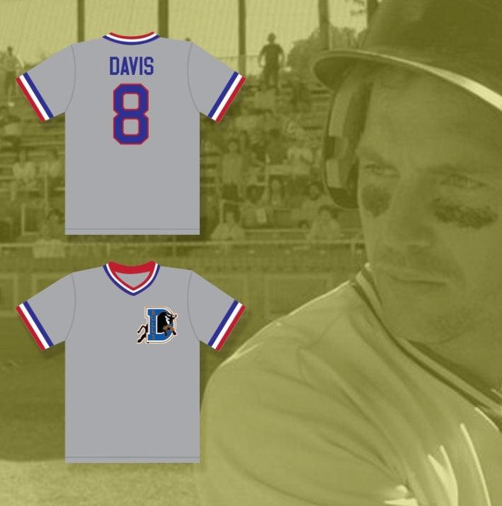 Custom Any Name Number CRASH DAVIS 8 BULL  GRAY BASEBALL JERSEY Top Stitched S-6XL