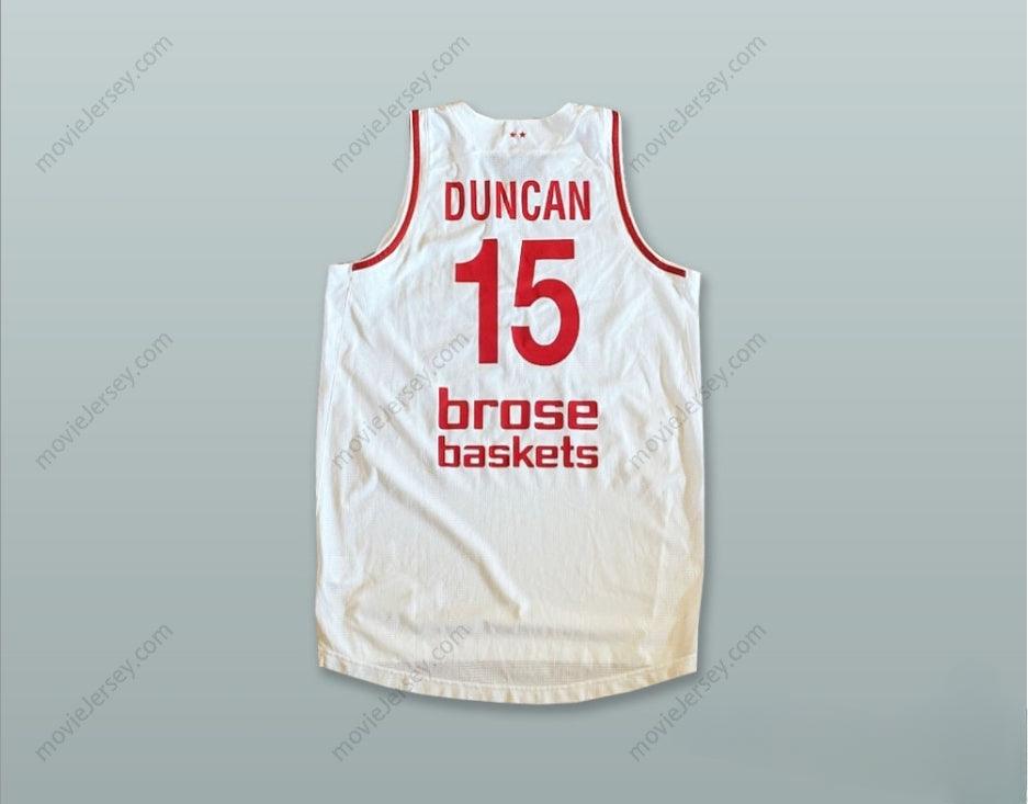 CUSTOM ANY Name Number DUNCAN 15 BROSE BAMBERG GERMANY WHITE BASKETBALL JERSEY Top Stitched S-6XL