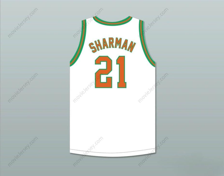 CUSTOM ANY Name Number BILL SHARMAN 21 PORTERVILLE HIGH SCHOOL PANTHERS WHITE BASKETBALL JERSEY 2 Top Stitched S-6XL
