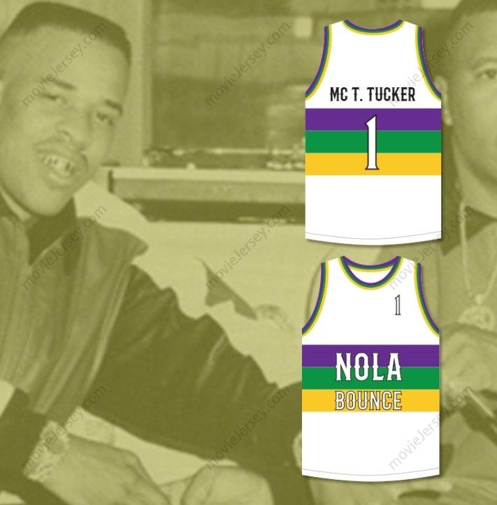 CUSTOM ANY Name Number MC T. TUCKER 1 NOLA BOUNCE WHITE BASKETBALL JERSEY Top Stitched S-6XL