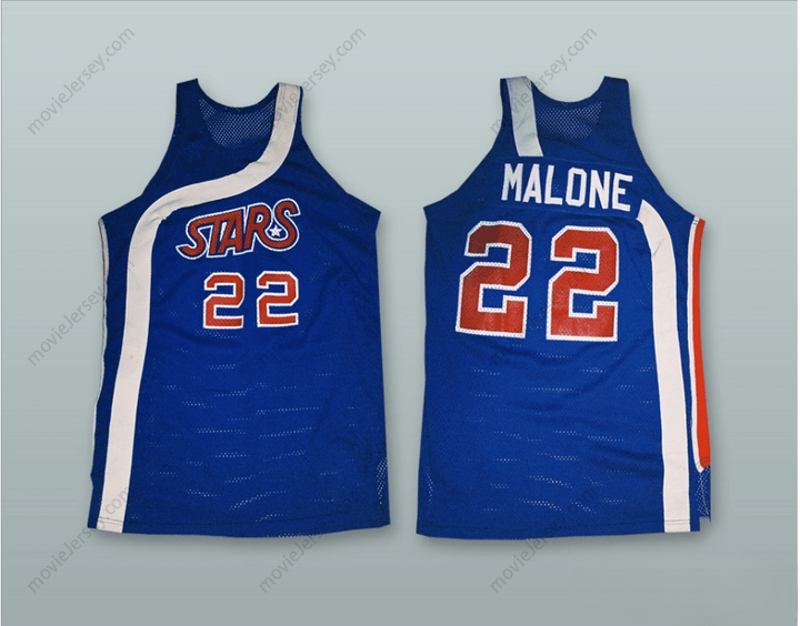 CUSTOM ANY Name Number  MOSES MALONE 22 BLUE BASKETBALL JERSEY STITCH SEWN Top Stitched S-6XL