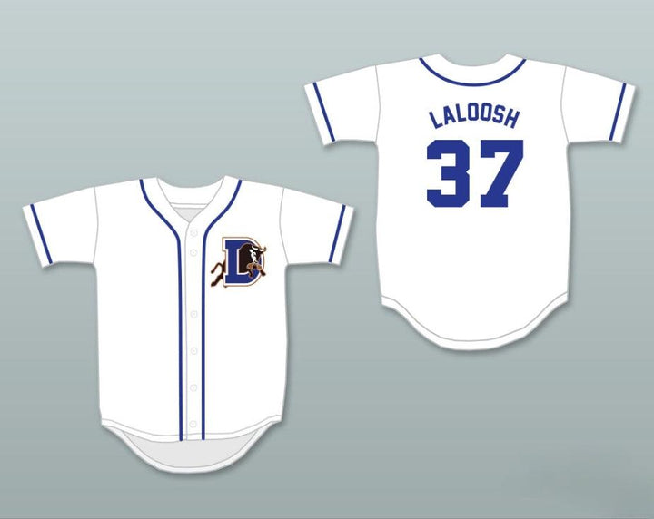 Custom Any Name Number EBBY CALVIN LALOOSH 37  BUTTON DOWN WHITE BASEBALL JERSEY Top Stitched S-6XL