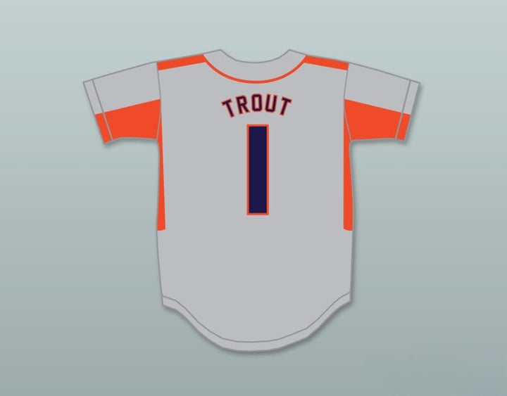 Custom Any Name Number MIKE TROUT 1  SENIOR HIGH SCHOOL THUNDERBOLTS GRAY BASEBALL JERSEY 4 Top Stitched S-6XL