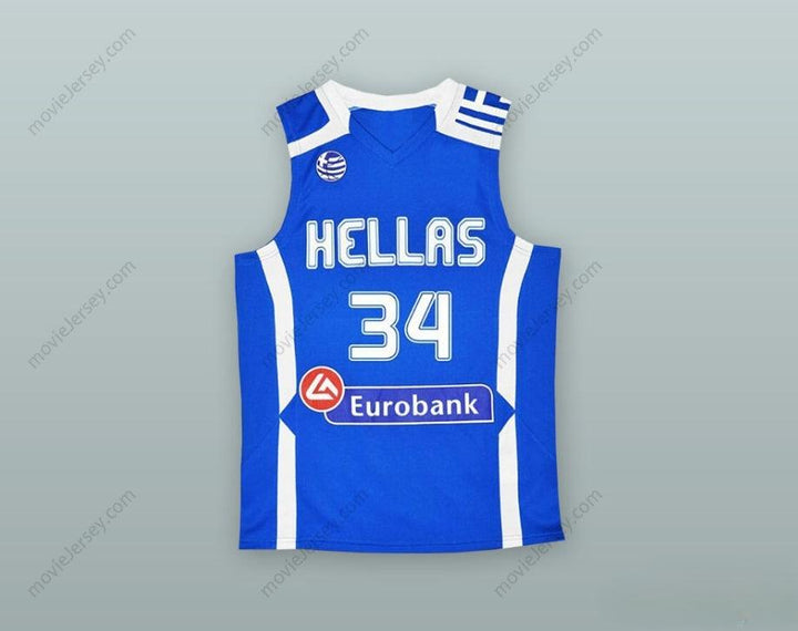 CUSTOM ANY Name Number GIANNIS ANTETOKOUNMPO 34 GREECE BLUE BASKETBALL JERSEY Top Stitched S-6XL