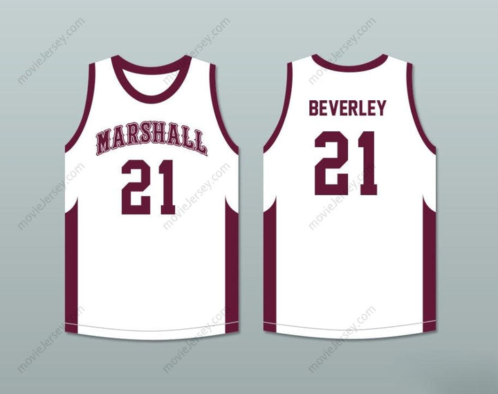 CUSTOM ANY Name Number PATRICK BEVERLEY 21 JOHN MARSHALL METROPOLITAN HIGH SCHOOL COMMANDOS WHITE BASKETBALL JERSEY Top Stitched S-6XL