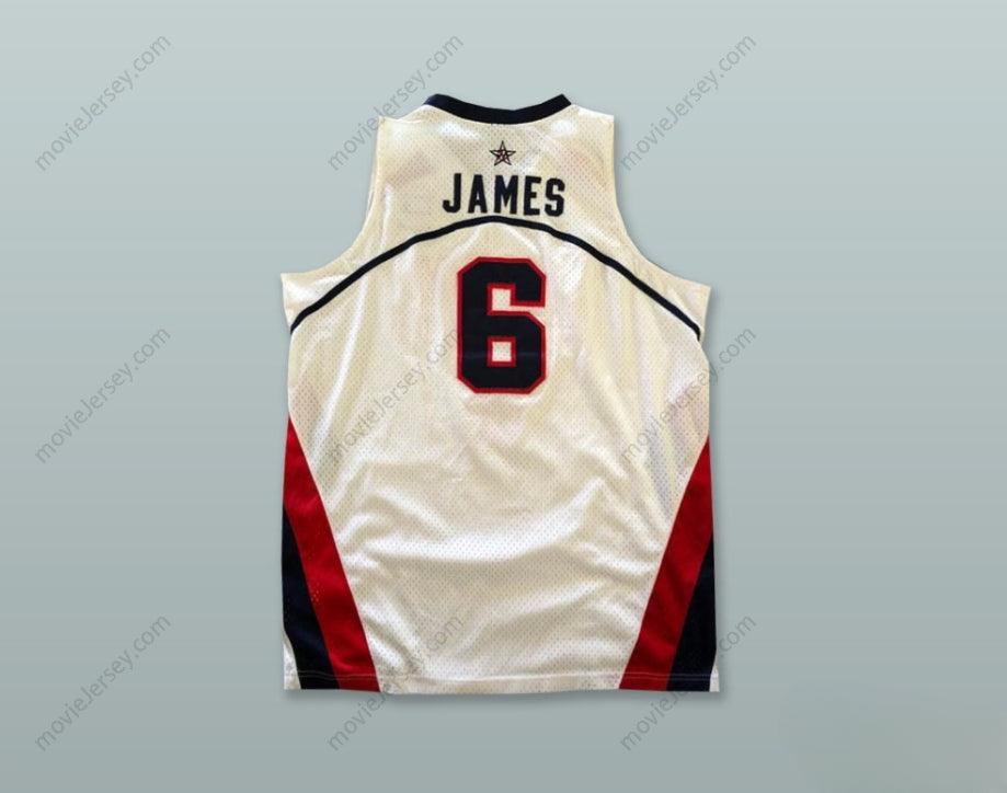 CUSTOM ANY Name Number LEBRON JAMES 6 USA WHITE BASKETBALL JERSEY Top Stitched S-6XL