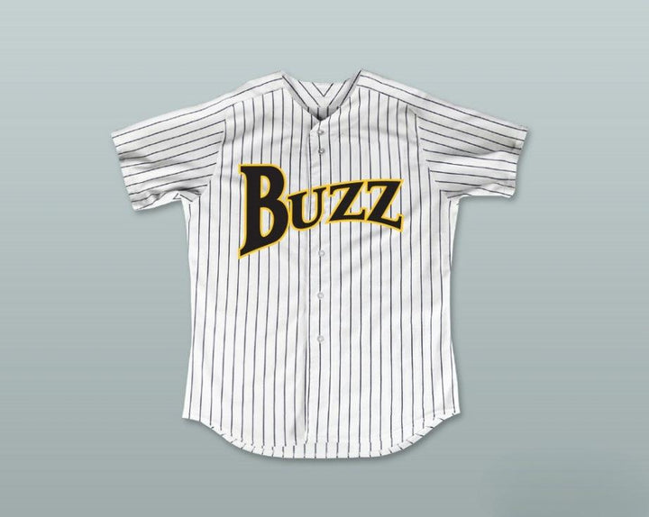 Custom Any Name Number GUS CANTRELL 1 BUZZ WHITE PINSTRIPED BASEBALL JERSEY MAJOR LEAGUE: BACK TO THE MINORS Top Stitched S-6XL