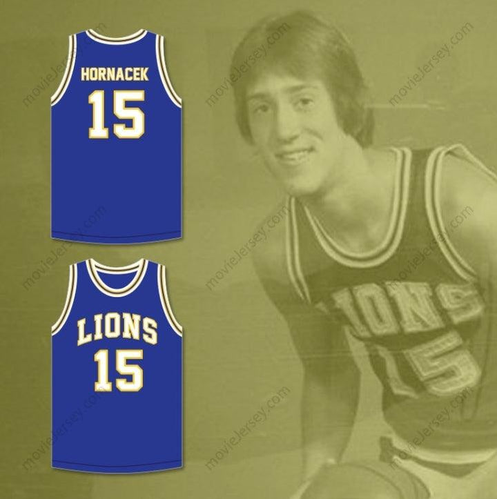 CUSTOM ANY Name Number JEFF HORNACEK 15 LYONS TOWNSHIP HIGH SCHOOL LIONS ROYAL BLUE BASKETBALL JERSEY 2 Top Stitched S-6XL