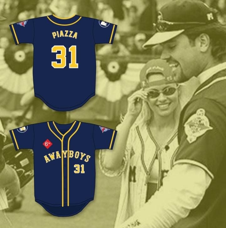 Custom Any Name Number MIKE PIAZZA 31 AWAYBOYS BASEBALL JERSEY 6TH ANNUAL ROCK N' JOCK SOFTBALL CHALLENGE 1995 Top Stitched S-6XL