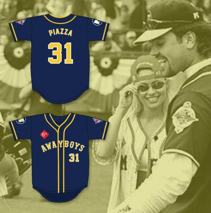 Custom Any Name Number MIKE PIAZZA 31 AWAYBOYS BASEBALL JERSEY 6TH ANNUAL ROCK N' JOCK SOFTBALL CHALLENGE 1995 Top Stitched S-6XL