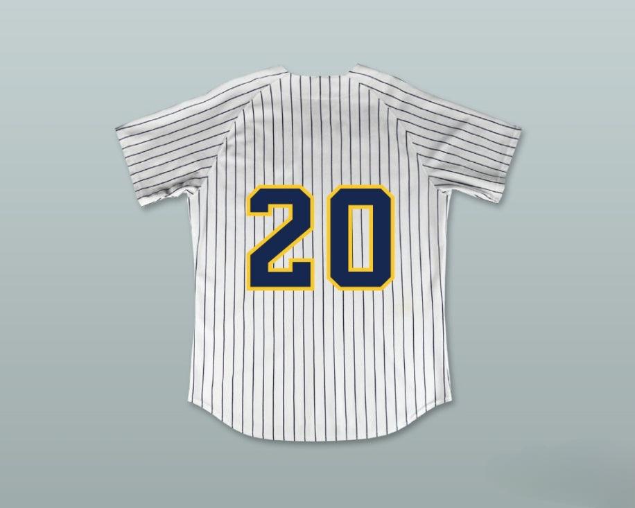 Custom Any Name Number MATTHEW STAFFORD 20 HIGHLAND PARK HIGH SCHOOL SCOTS WHITE PINSTRIPED BASEBALL JERSEY 1 Top Stitched S-6XL