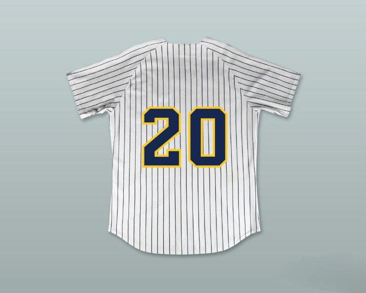 Custom Any Name Number MATTHEW STAFFORD 20 HIGHLAND PARK HIGH SCHOOL SCOTS WHITE PINSTRIPED BASEBALL JERSEY 1 Top Stitched S-6XL
