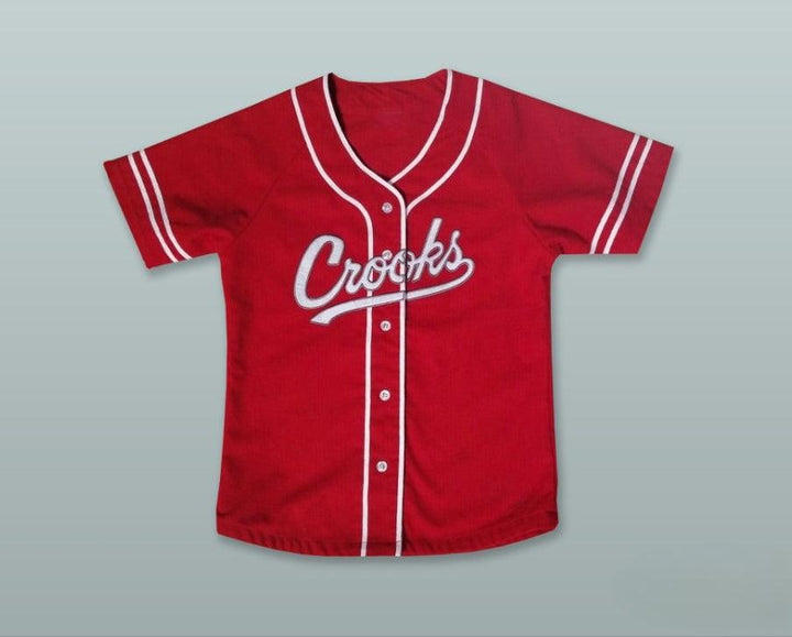 Custom Any Name Number CROOKS RED BUTTON DOWN BASEBALL JERSEY Top Stitched S-6XL
