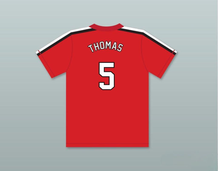Custom Any Name Number REGGIE THOMAS 5   RED BASEBALL JERSEY THE BATTERED BASTARDS OF BASEBALL Top Stitched S-6XL