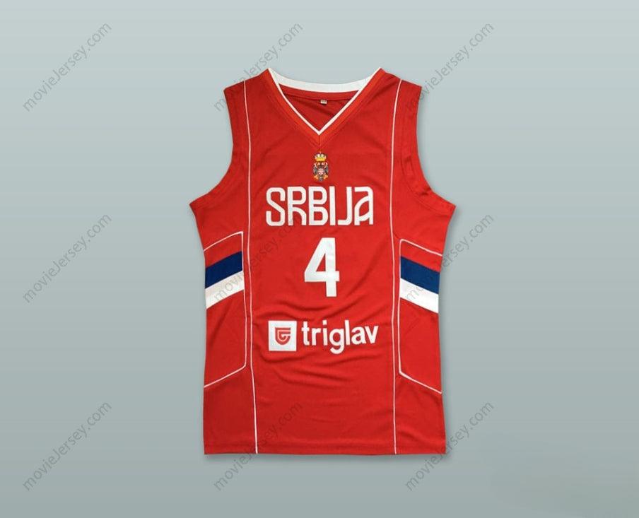 CUSTOM ANY Name Number MILOS TEODOSIC 4 SERBIA RED BASKETBALL JERSEY Top Stitched S-6XL