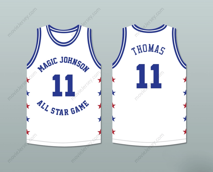 CUSTOM ANY Name Number ISIAH THOMAS 11 MAGIC JOHNSON ALL STAR GAME WHITE BASKETBALL JERSEY 1986 MIDSUMMER NIGHT'S MAGIC CHARITY EVENT Top Stitched S-6XL