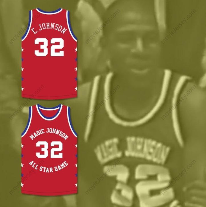 CUSTOM ANY Name Number MAGIC JOHNSON 32 MAGIC JOHNSON ALL STAR GAME RED BASKETBALL JERSEY 1990 MIDSUMMER NIGHT'S MAGIC CHARITY EVENT Top Stitched S-6XL