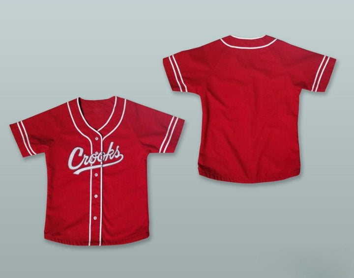 Custom Any Name Number CROOKS RED BUTTON DOWN BASEBALL JERSEY Top Stitched S-6XL