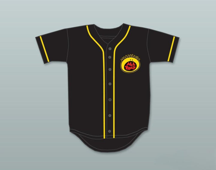 Custom Any Name Number NICK CANNON 1 ALL THAT BUTTON DOWN BLACK BASEBALL JERSEY Top Stitched S-6XL