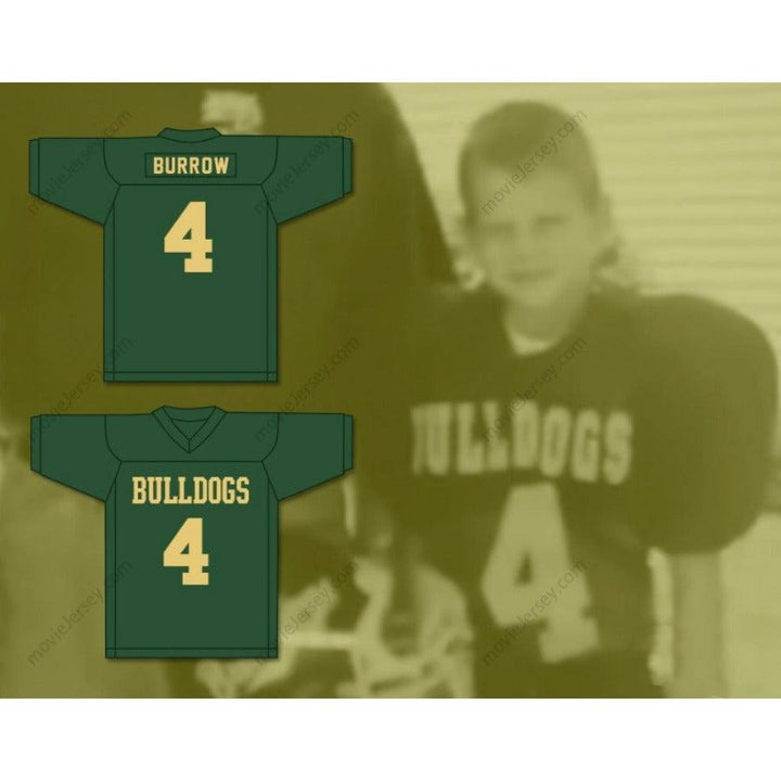 CUSTOM ANY Name Number JOE BURROW 4 ATHENS MIDDLE SCHOOL BULLDOGS GREEN Football Jersey Top Stitched S-6XL