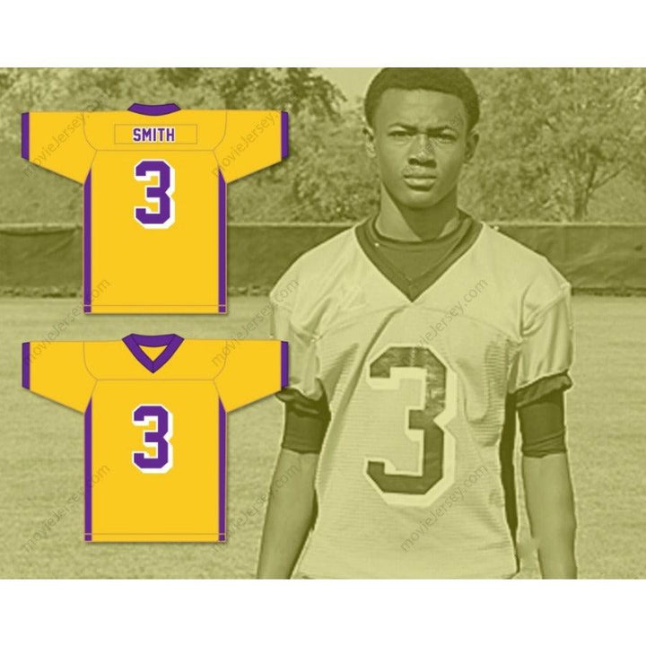 CUSTOM ANY Name YELLOW GOLD DEVONTA SMITH 3 AMITE HIGH MAGNET SCHOOL Football Jersey Top Stitched S-6XL
