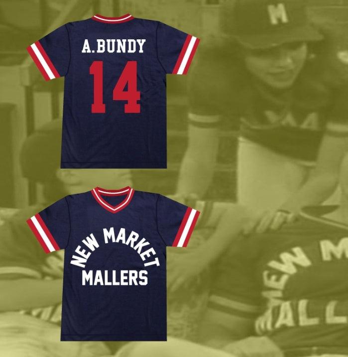 Custom Any Name Number AL BUNDY 14 NEW MARKET MALLERS BASEBALL JERSEY STITCH SEWN NEW Top Stitched S-6XL